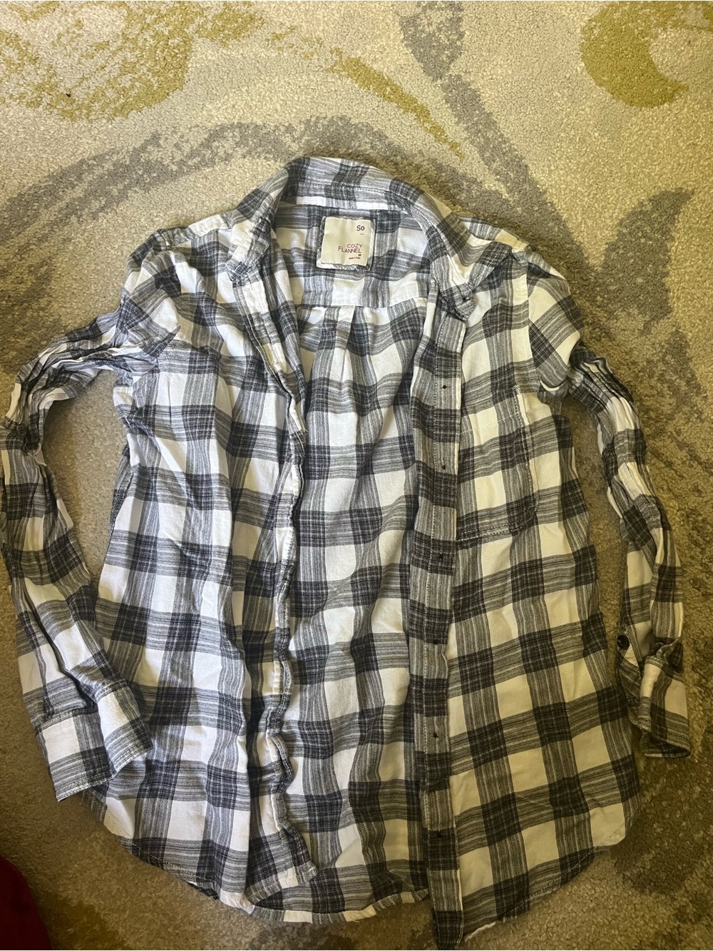 So Men’s Casual Classic Black & White Plaid Button-Up Shirt - Men